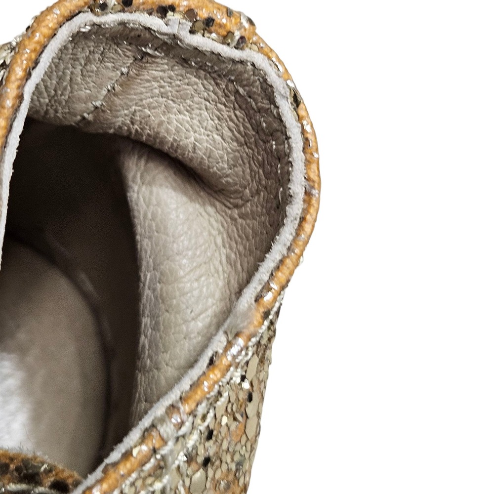 I Pinco Pallino Italy Glitter‎ Sneakers Sparkly Gold Lace Up Shoes Kids 26 9 - Picture 6 of 12